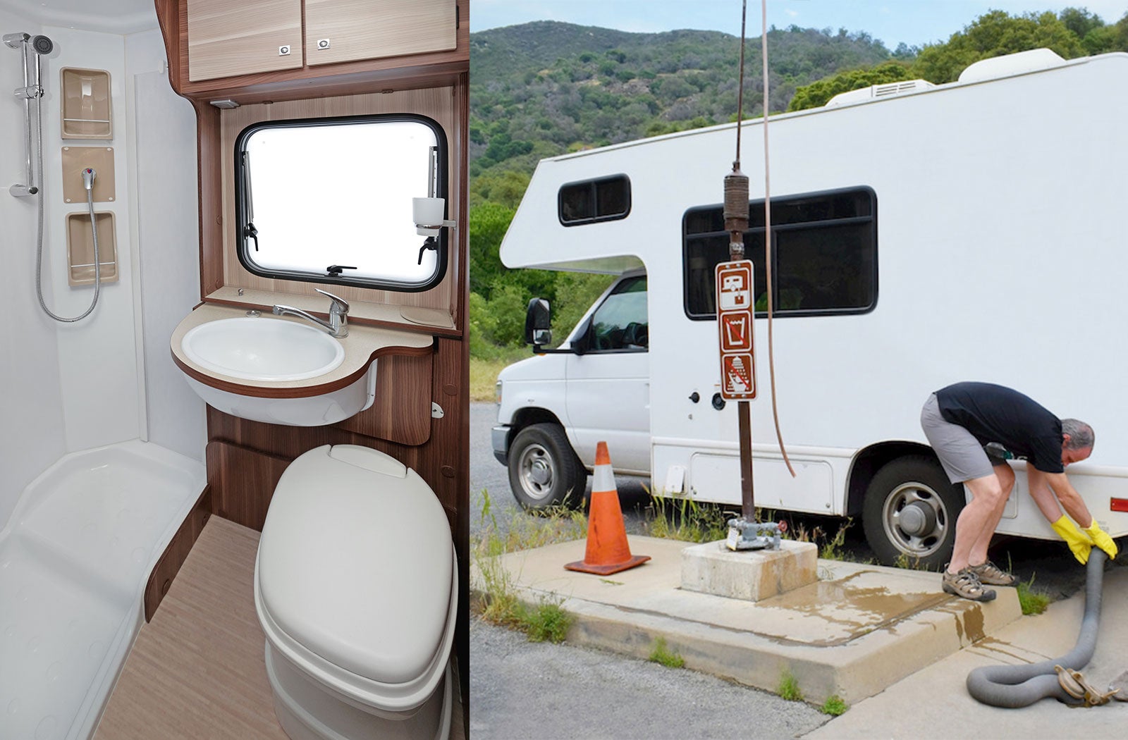 Portable RV/camper toilet and holding tank setup in HUDSON, WISCONSIN